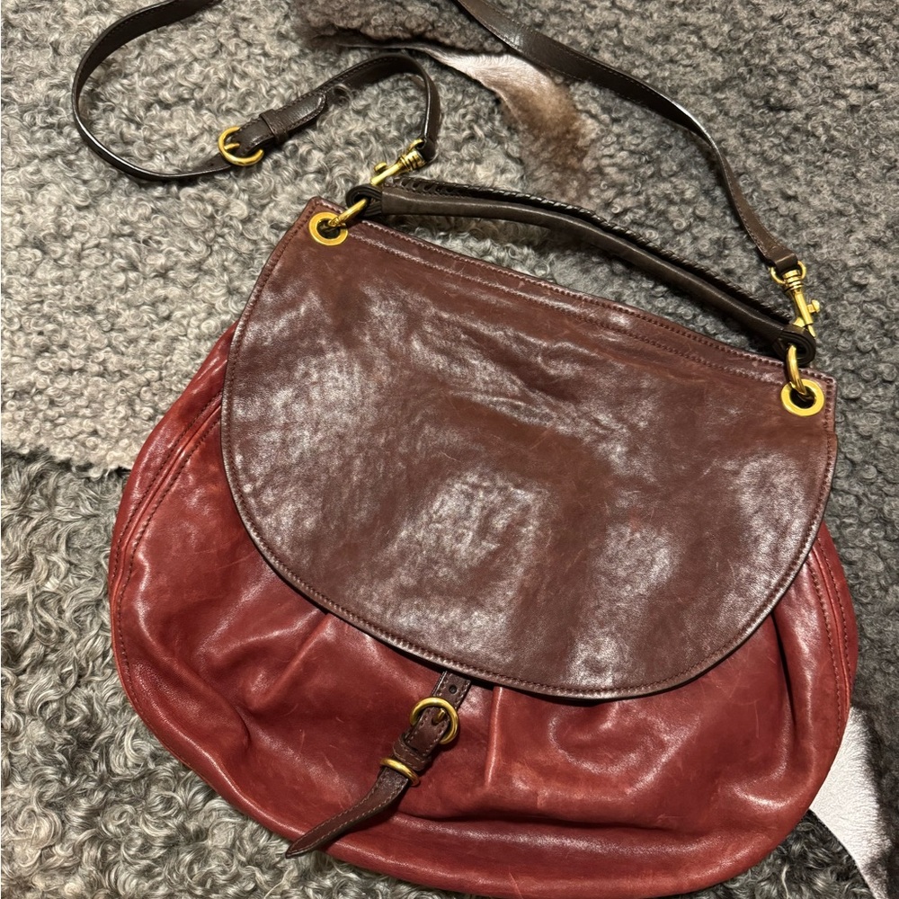 Miu Miu Two-Tone Brown Leather Shoulder Bag